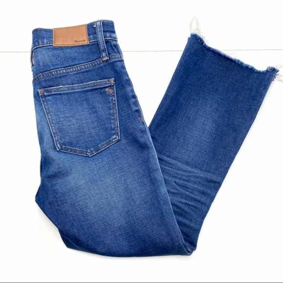 Madewell Cali Demi Boot High Rise Crop Legs Jeans Unpatched Edition Raw Hem - Picture 9 of 10